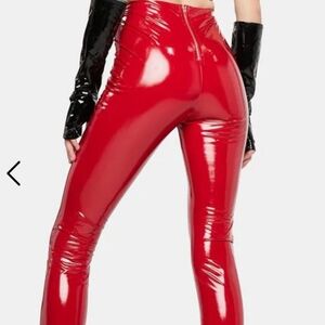 Glossy Red Vinyl Leggings